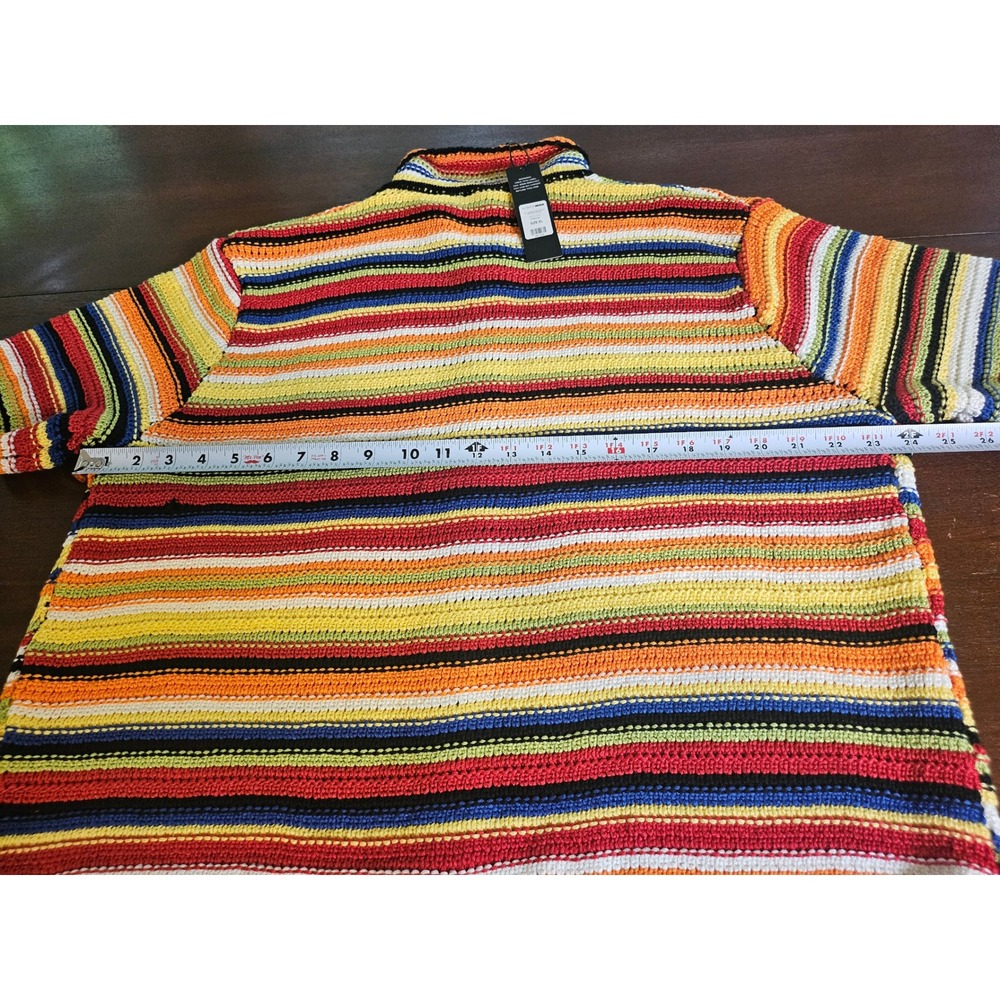 Fashion Nova Crochet Cardigan Women XL Multicolor Dreams Short Sleeve Stripe - Picture 8 of 9